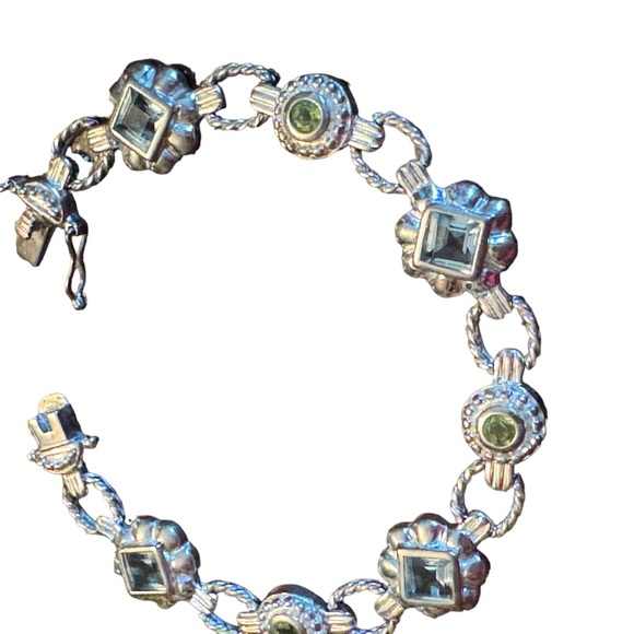 Sterling silver 925 FAS fancy blue crystal facet link bracelet - Picture 4 of 5